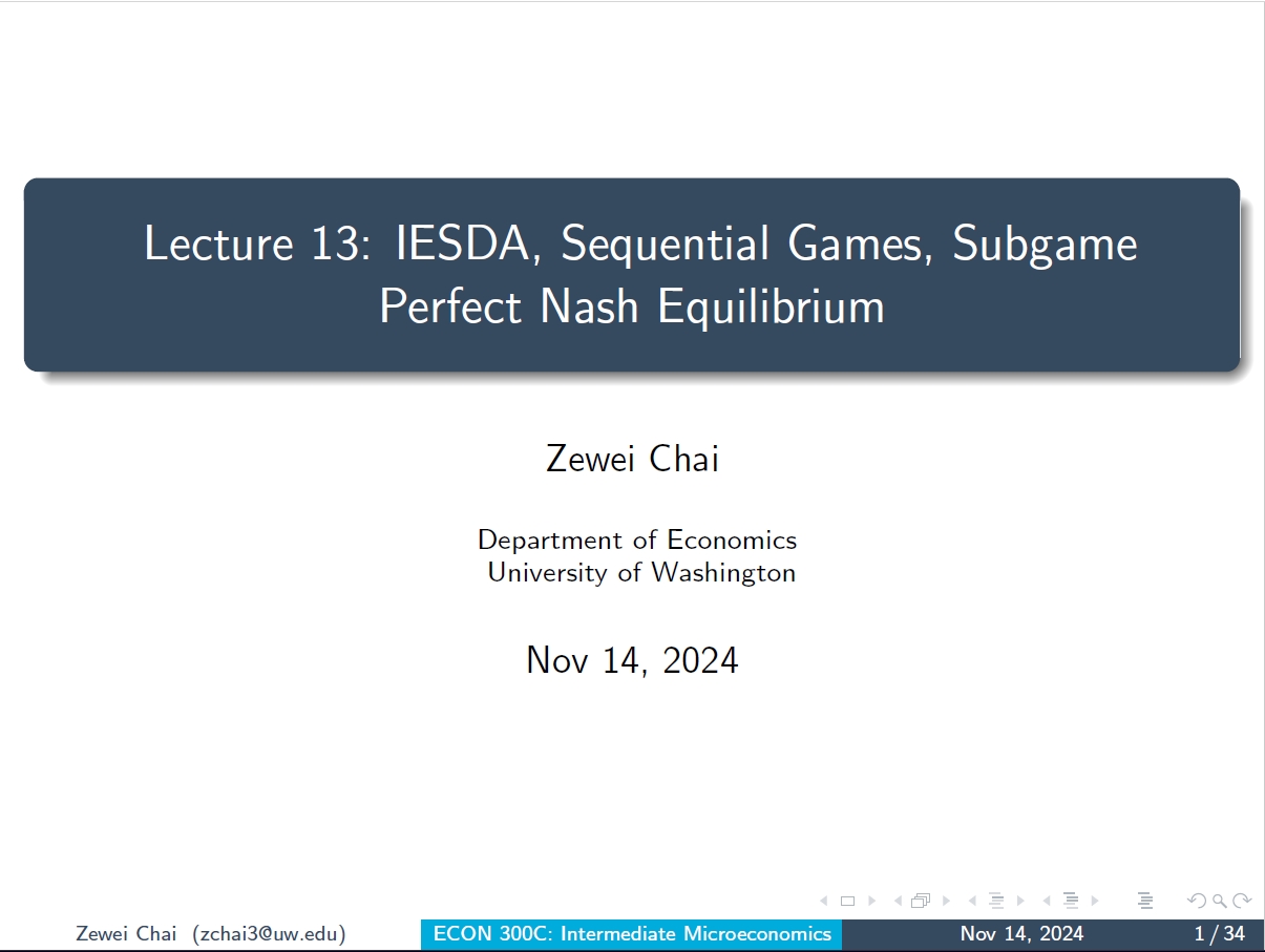 ECON 300 Lecture 13