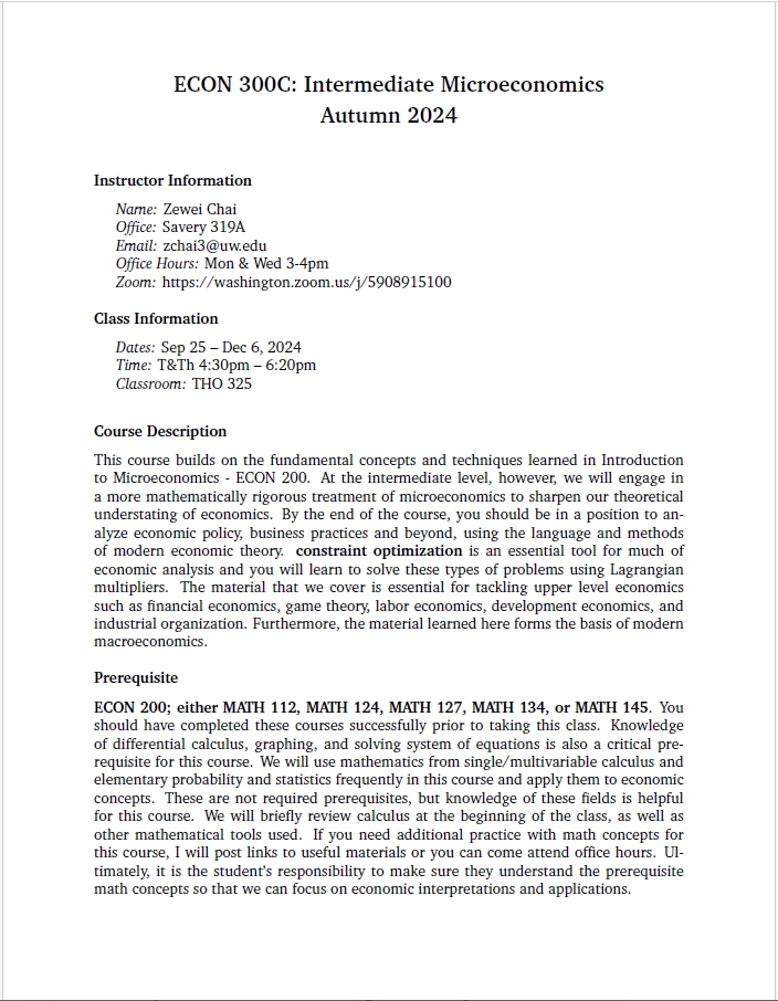 ECON 300 Syllabus Au24
